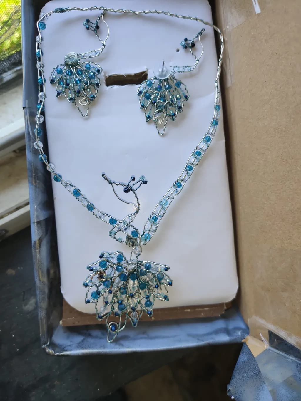 Blue Beaded Jewelry Set
