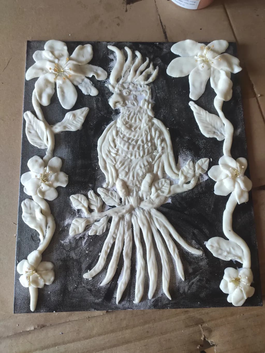 Parrot and Flowers Relief