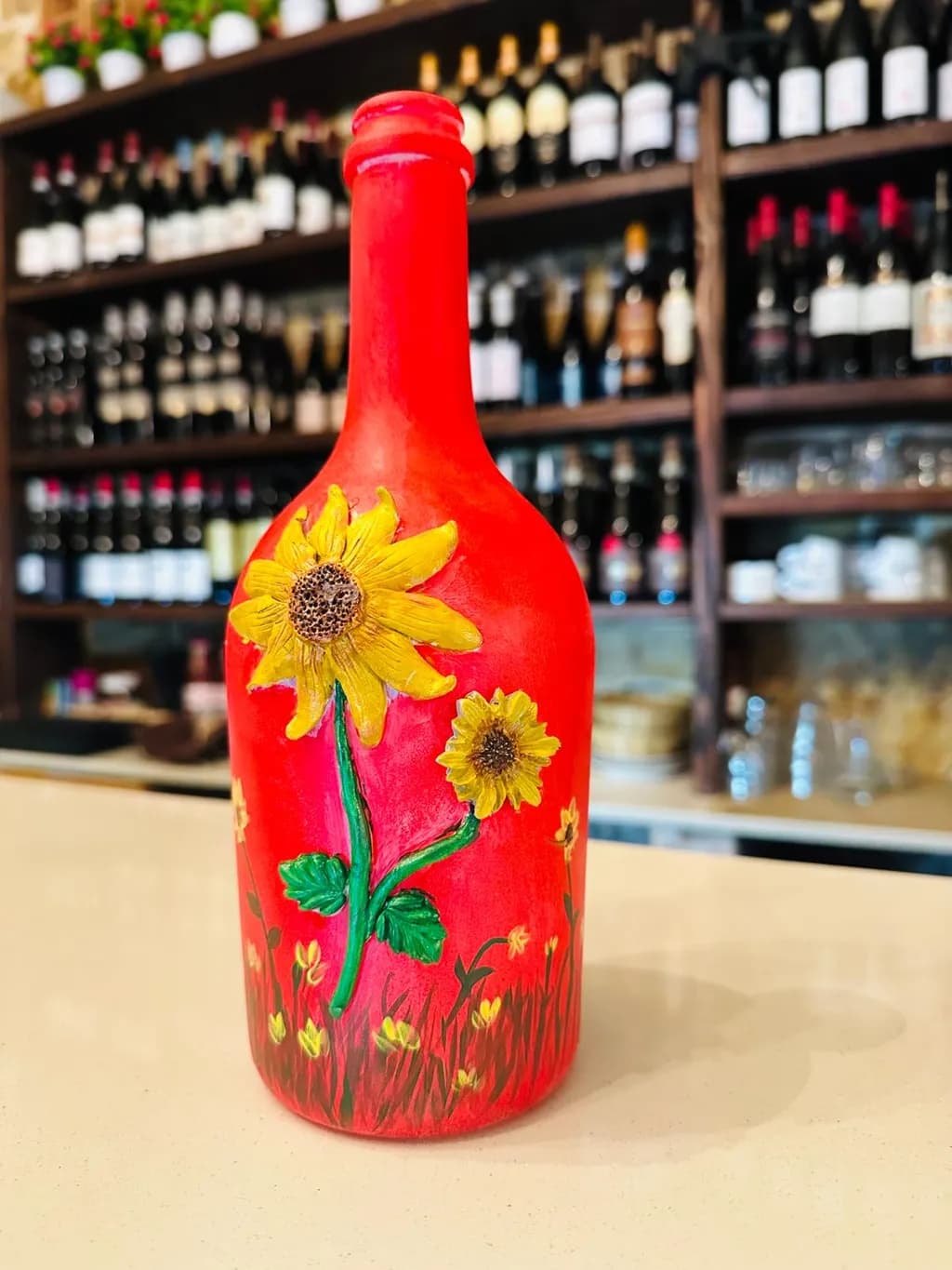 Sunflower Bottle Sculpture