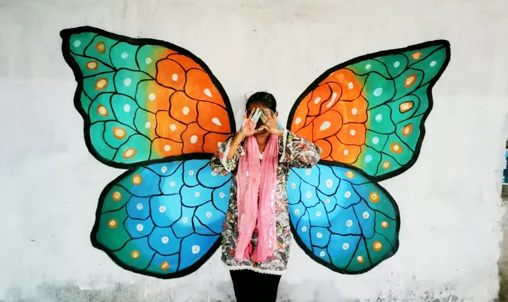 Colorful Butterfly Wings Graffiti