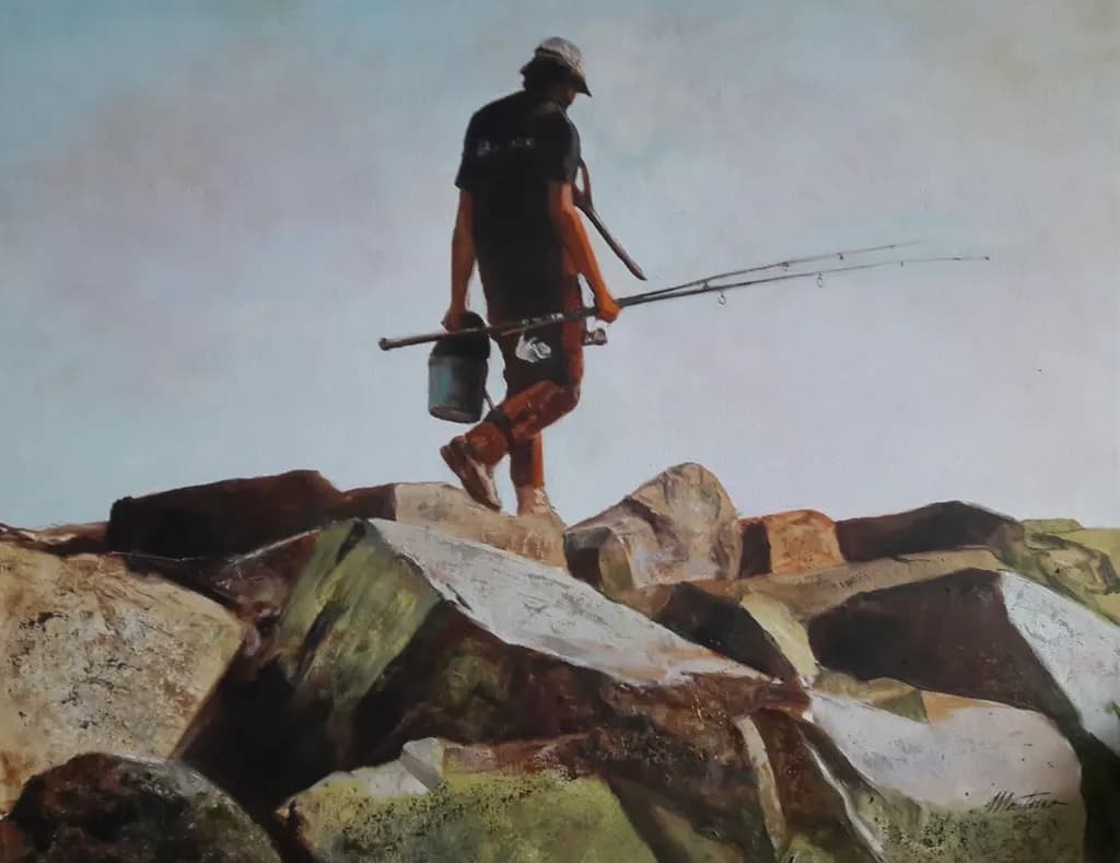 Rocky Shore Fisherman