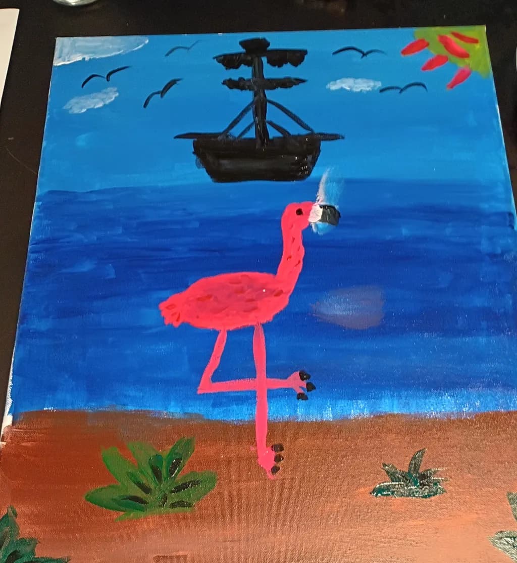 Flamingo by the Sea