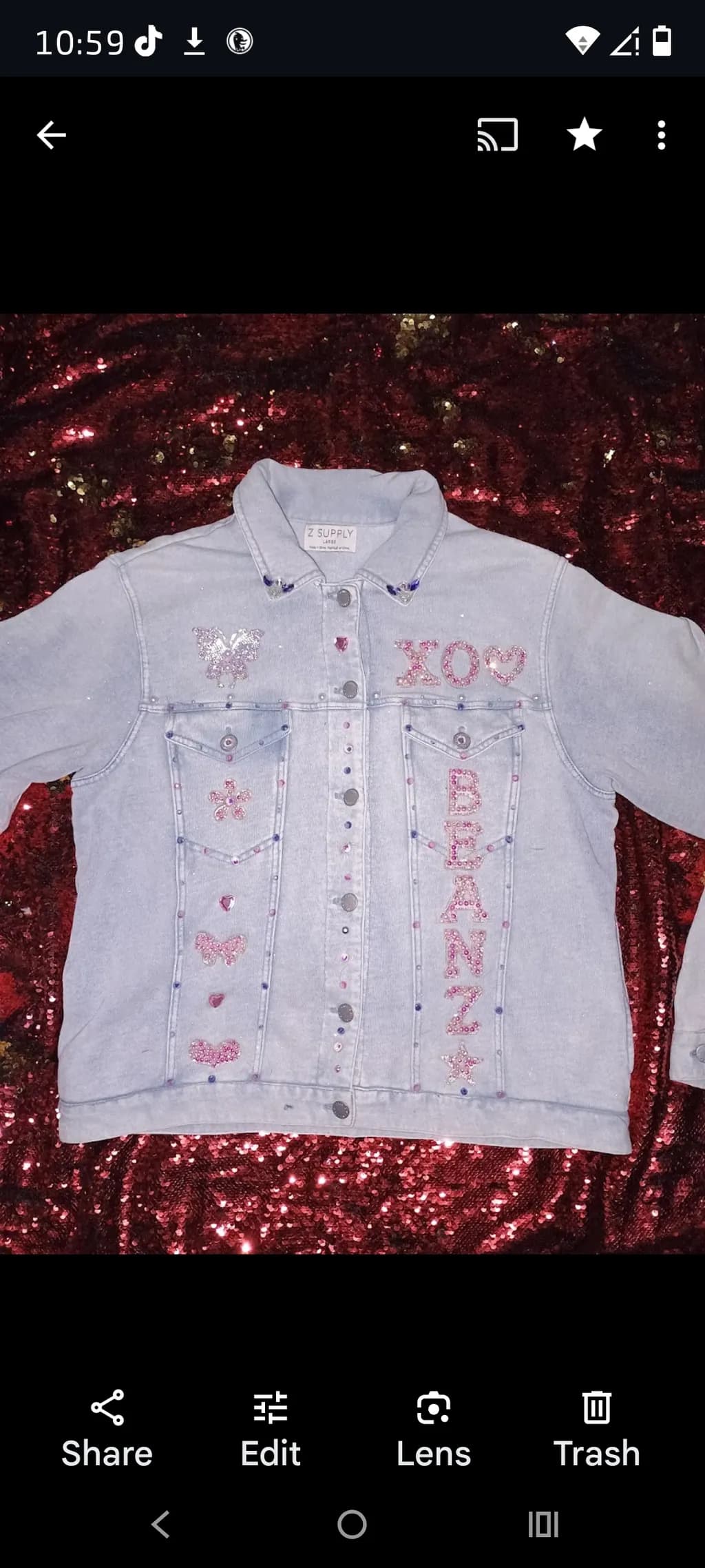 Denim Jacket Beaded Charm