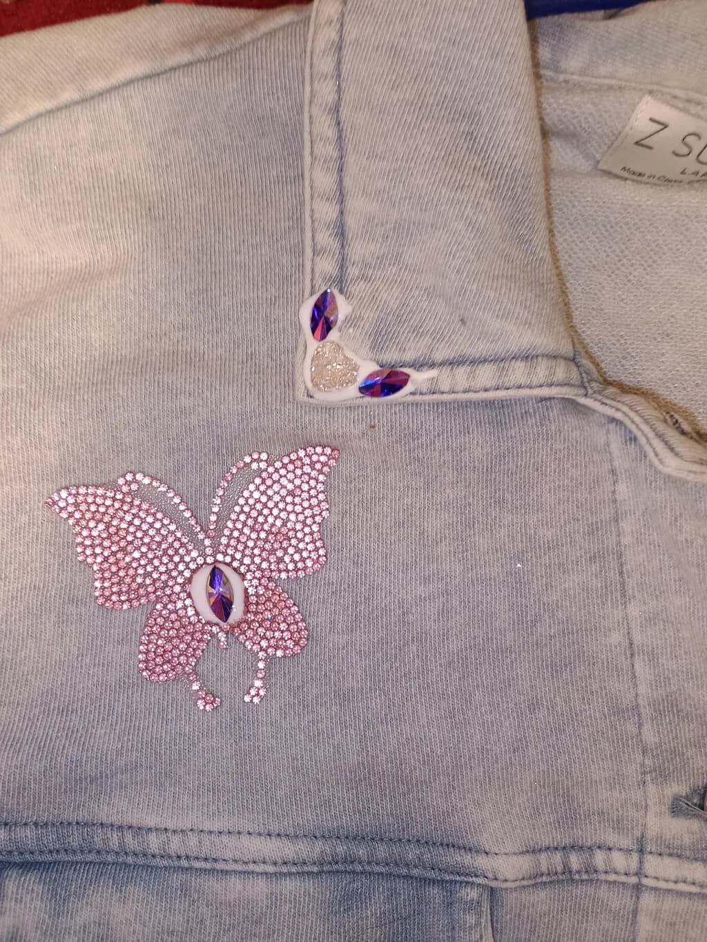 Embroidered Butterfly Denim