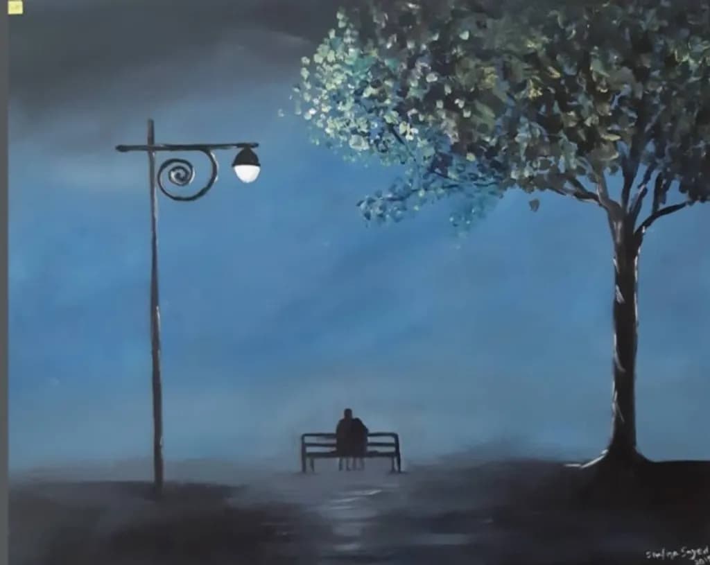 Evening Bench by Tree
