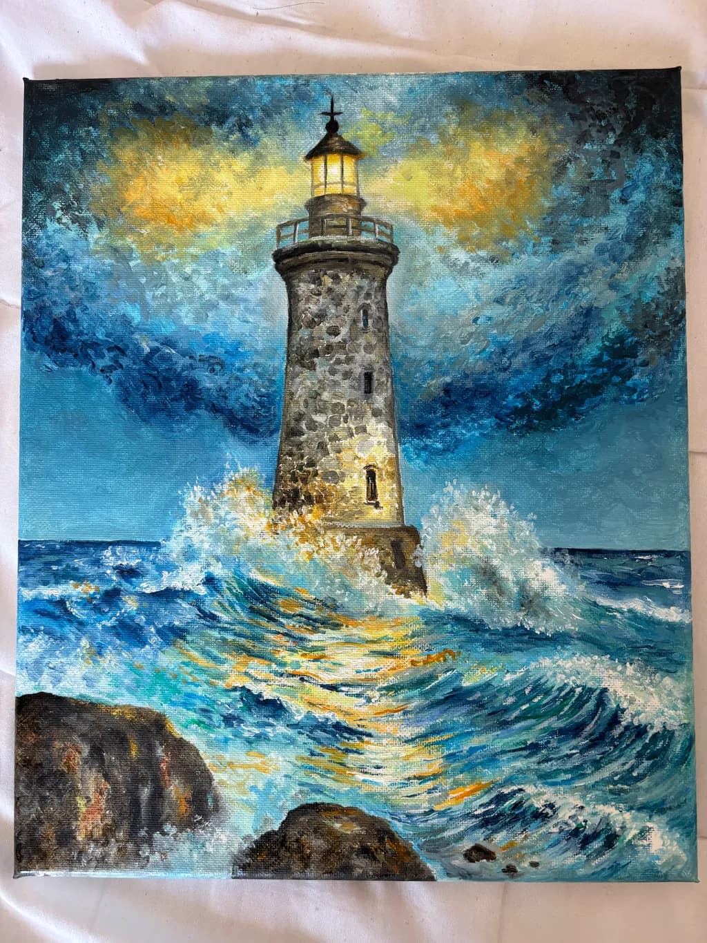 Lighthouse in Stormy Sea