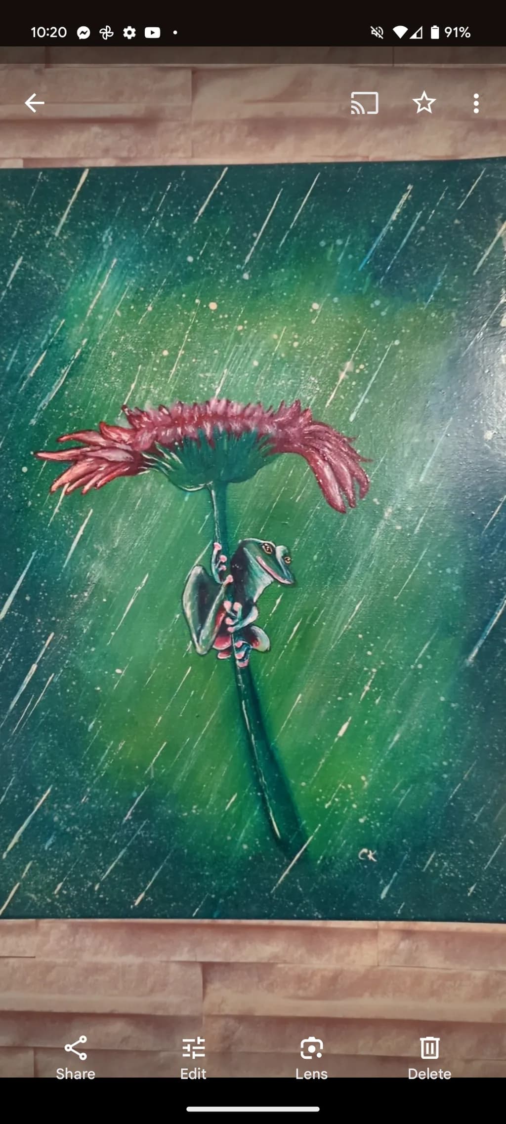 Frog on Flower Stem