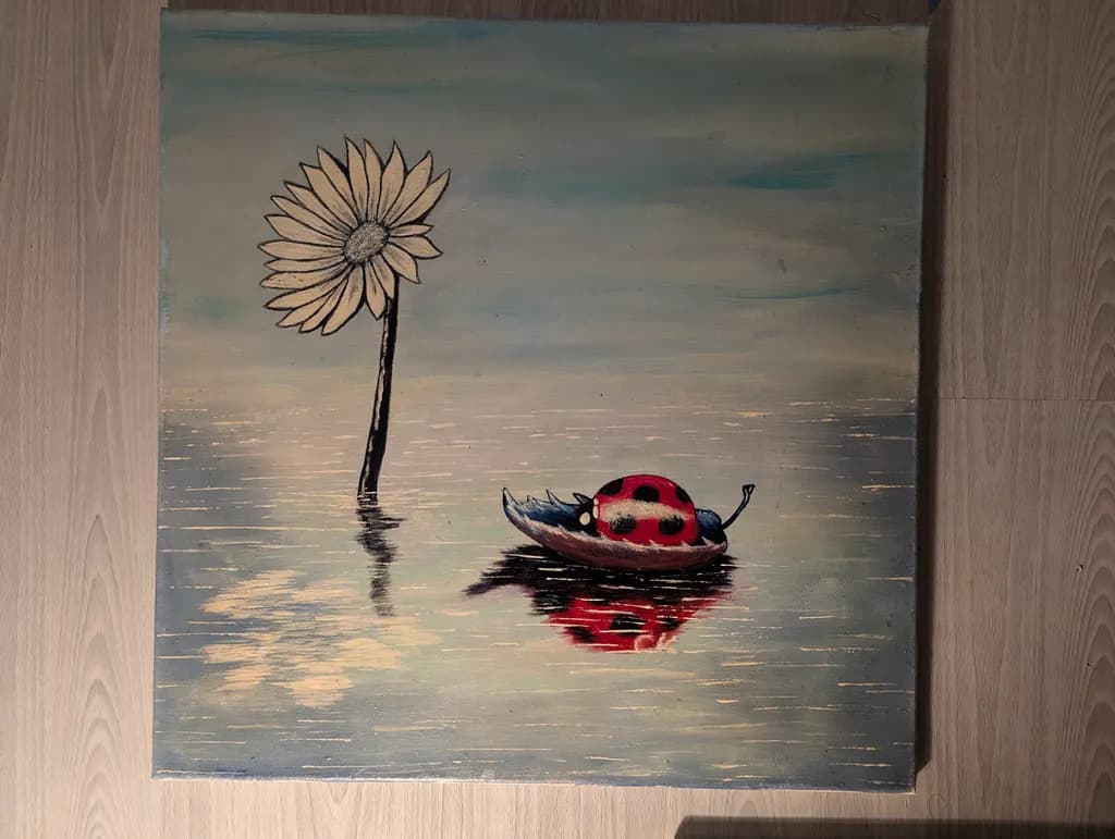 Ladybug on Water Reflection