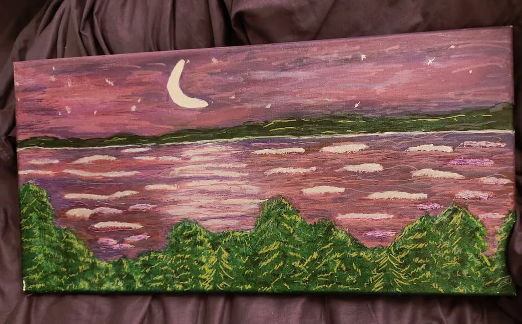 Forest by Moonlit Lake