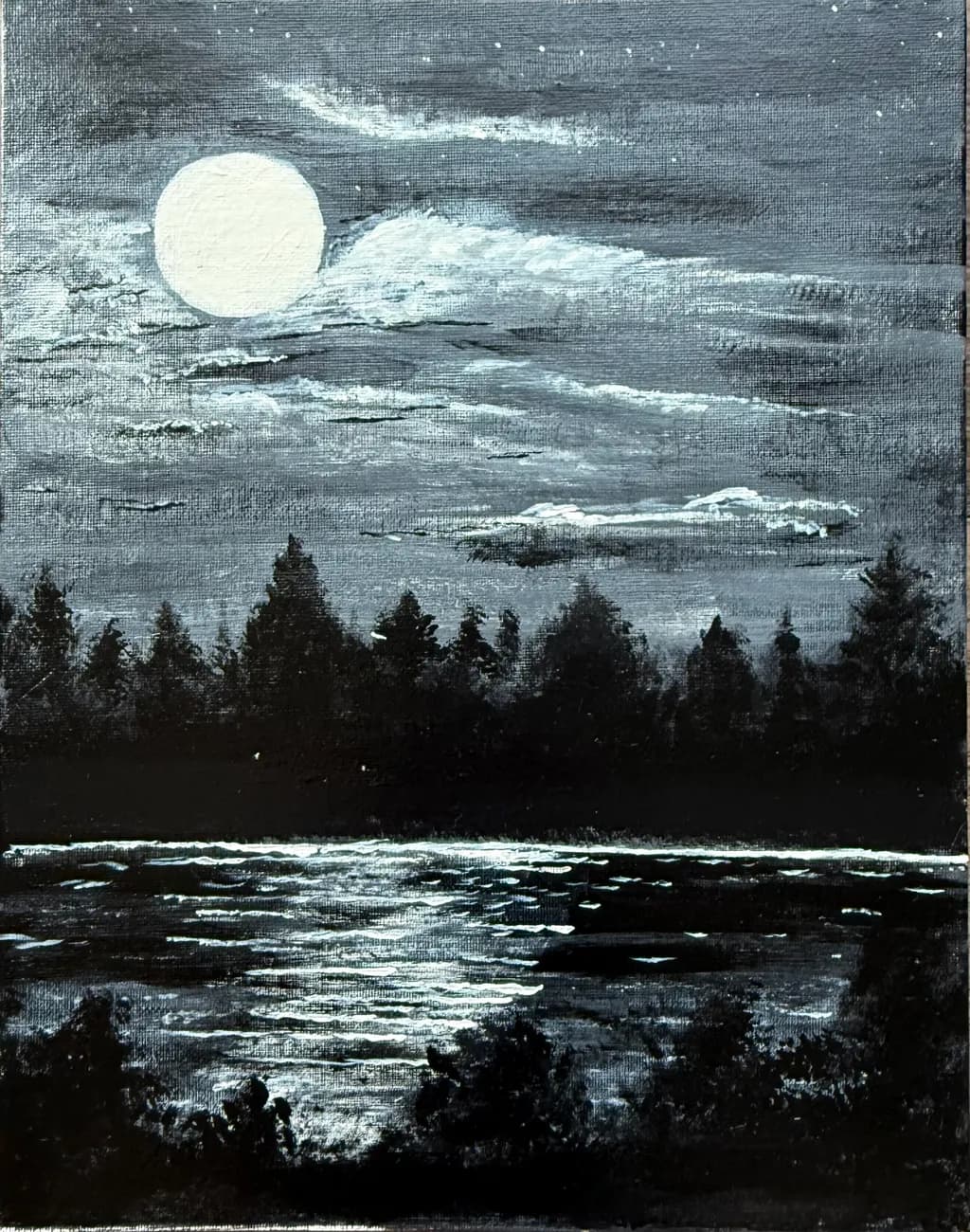 Moonlit Forest Lake