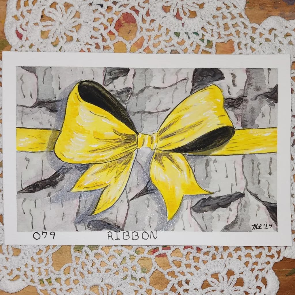 Yellow Ribbon on Bark