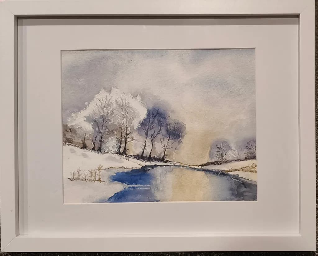 Winter River Reflection inspired by David Bellamy