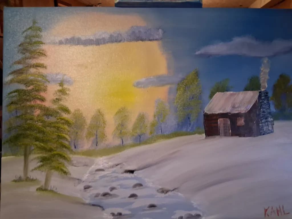Snowy Cabin Stream