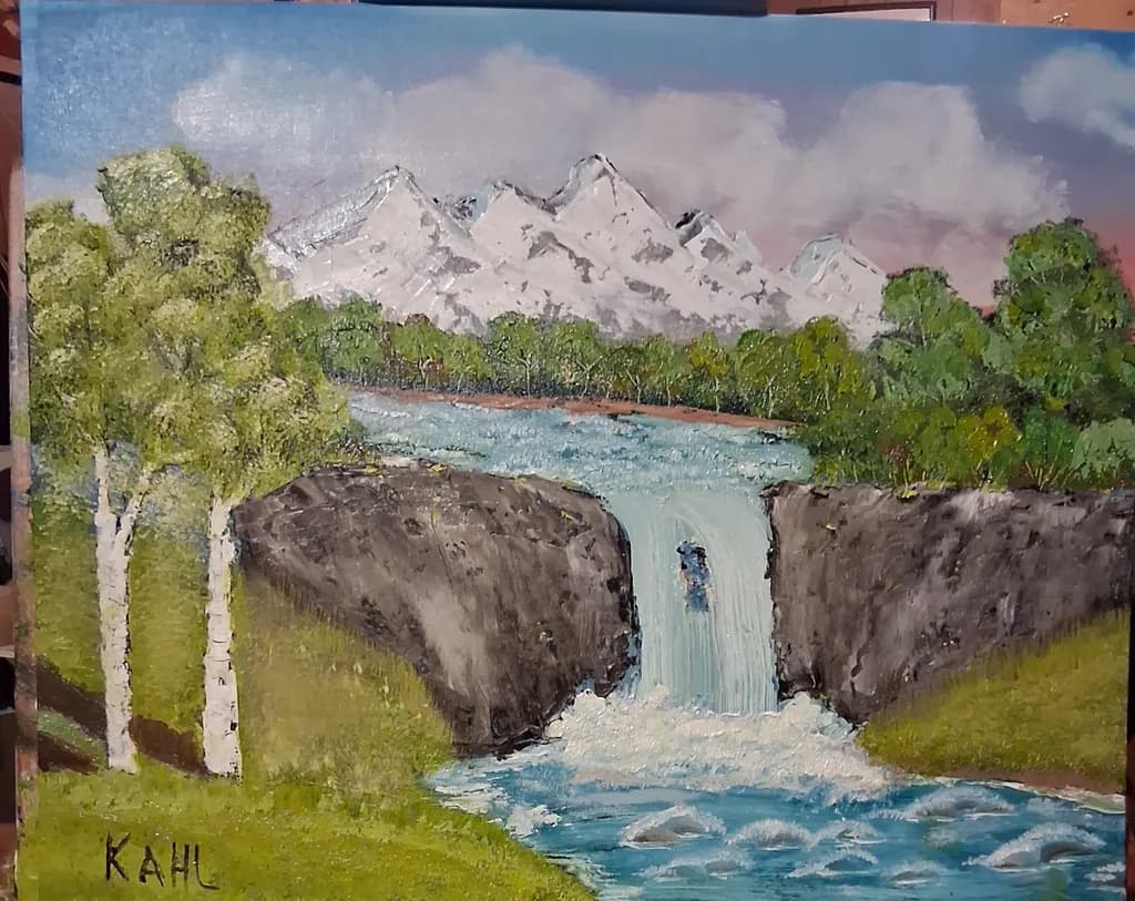Mountain Waterfall Scene