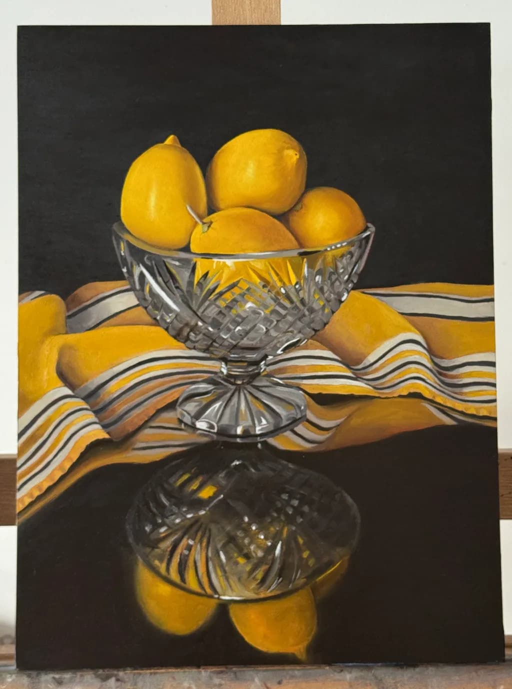Lemons in Crystal Cut Bowl