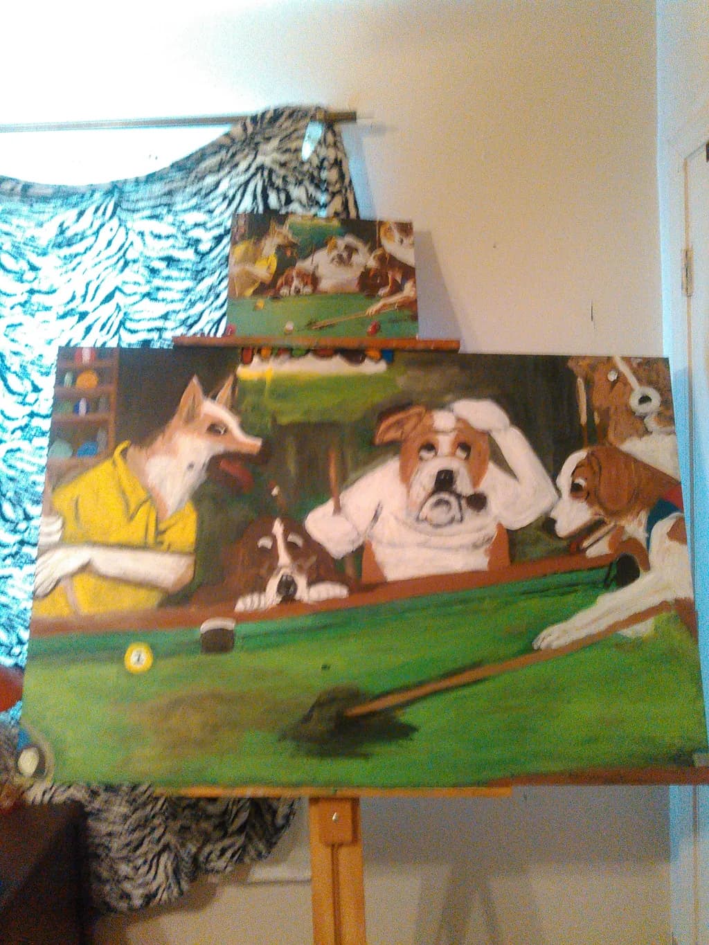Dogs Playing Pool
