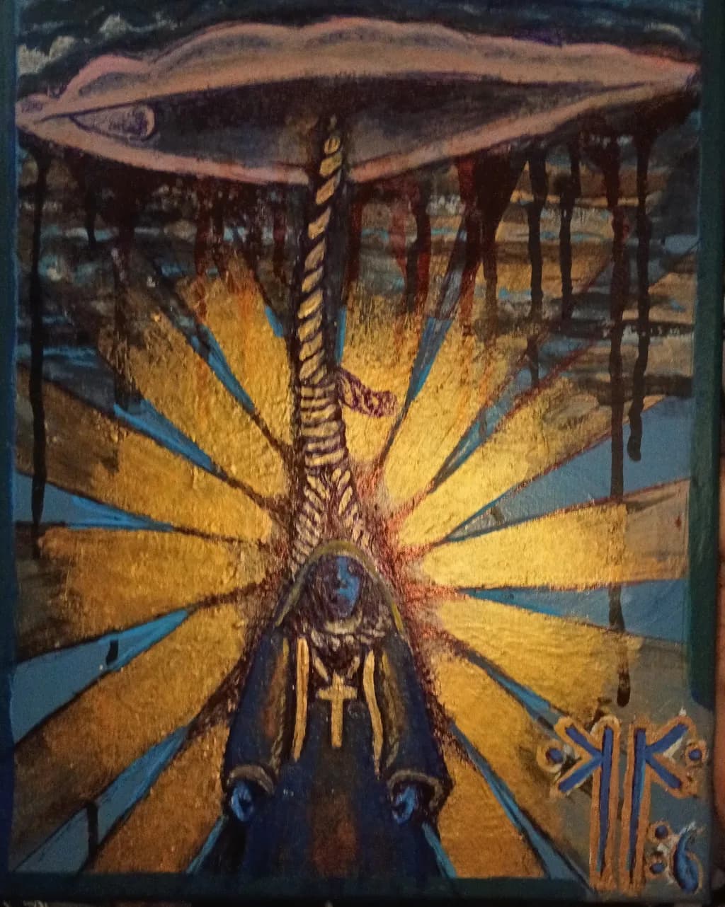 No clear subject nouns in filename to include; title: Illuminated Figure with Halo