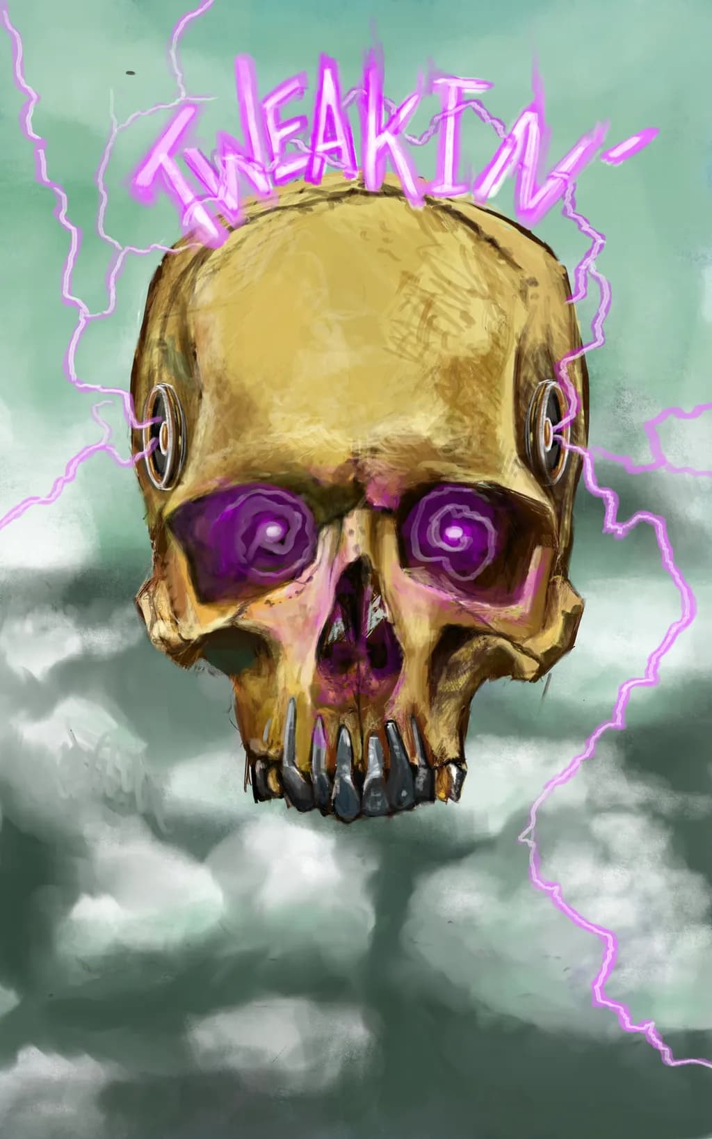 Skull with Purple Lightning