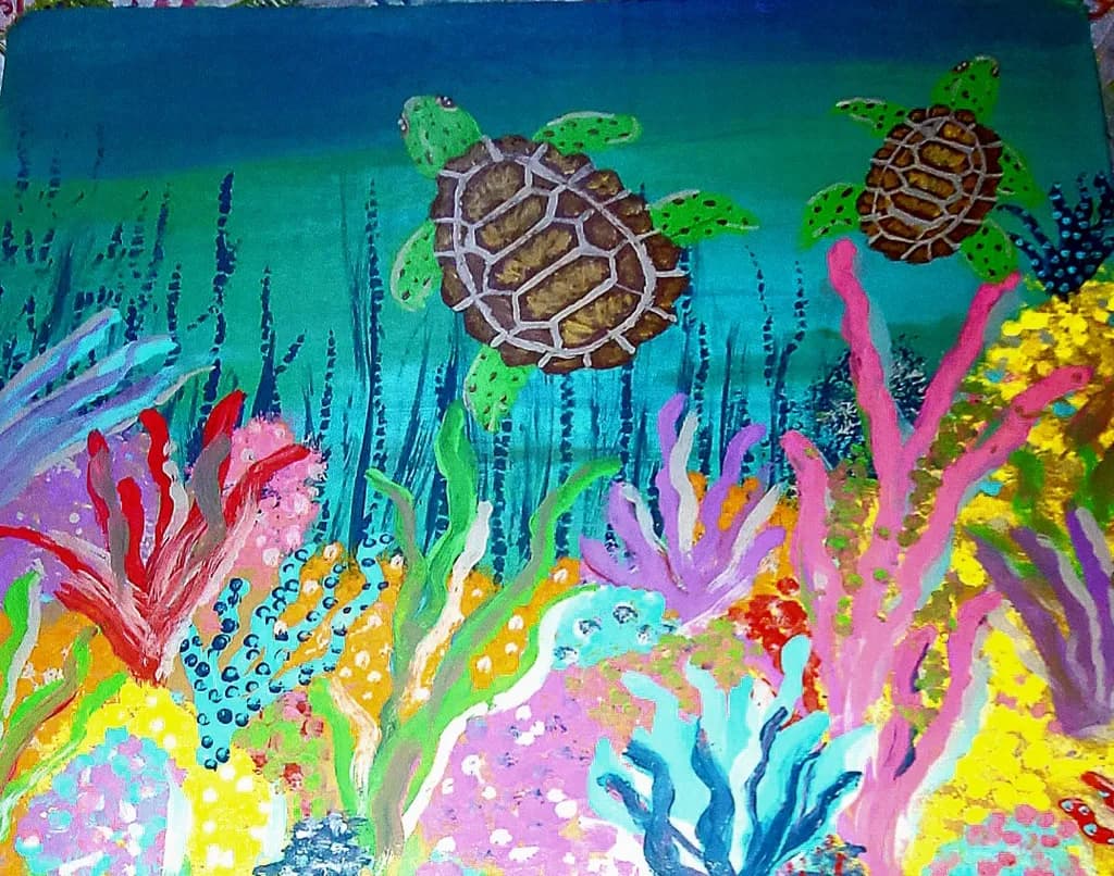 Underwater Turtles and Coral