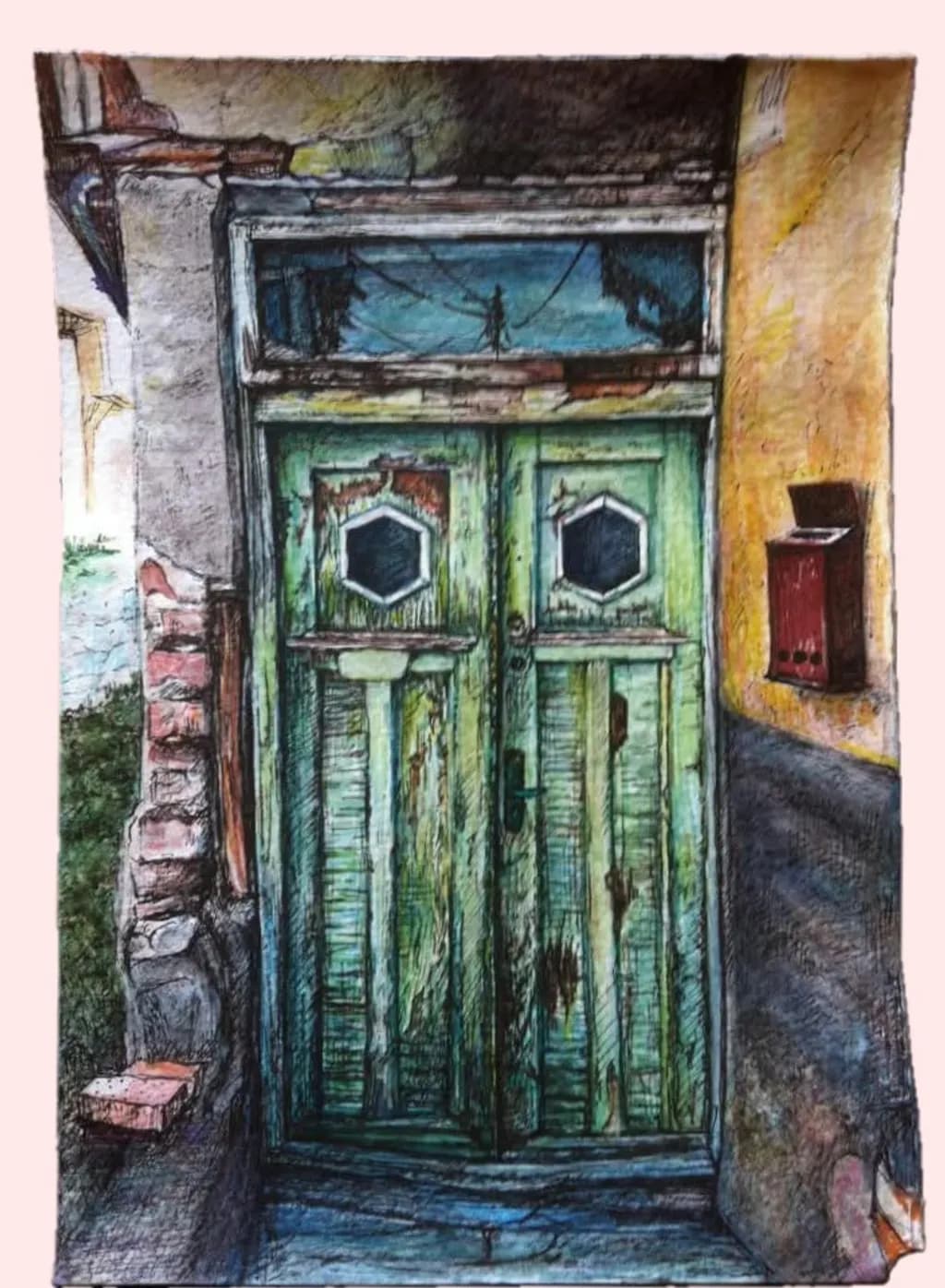 Weathered Green Door
