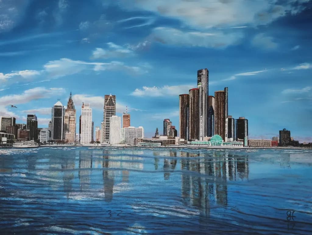 Detroit Skyline Reflection
