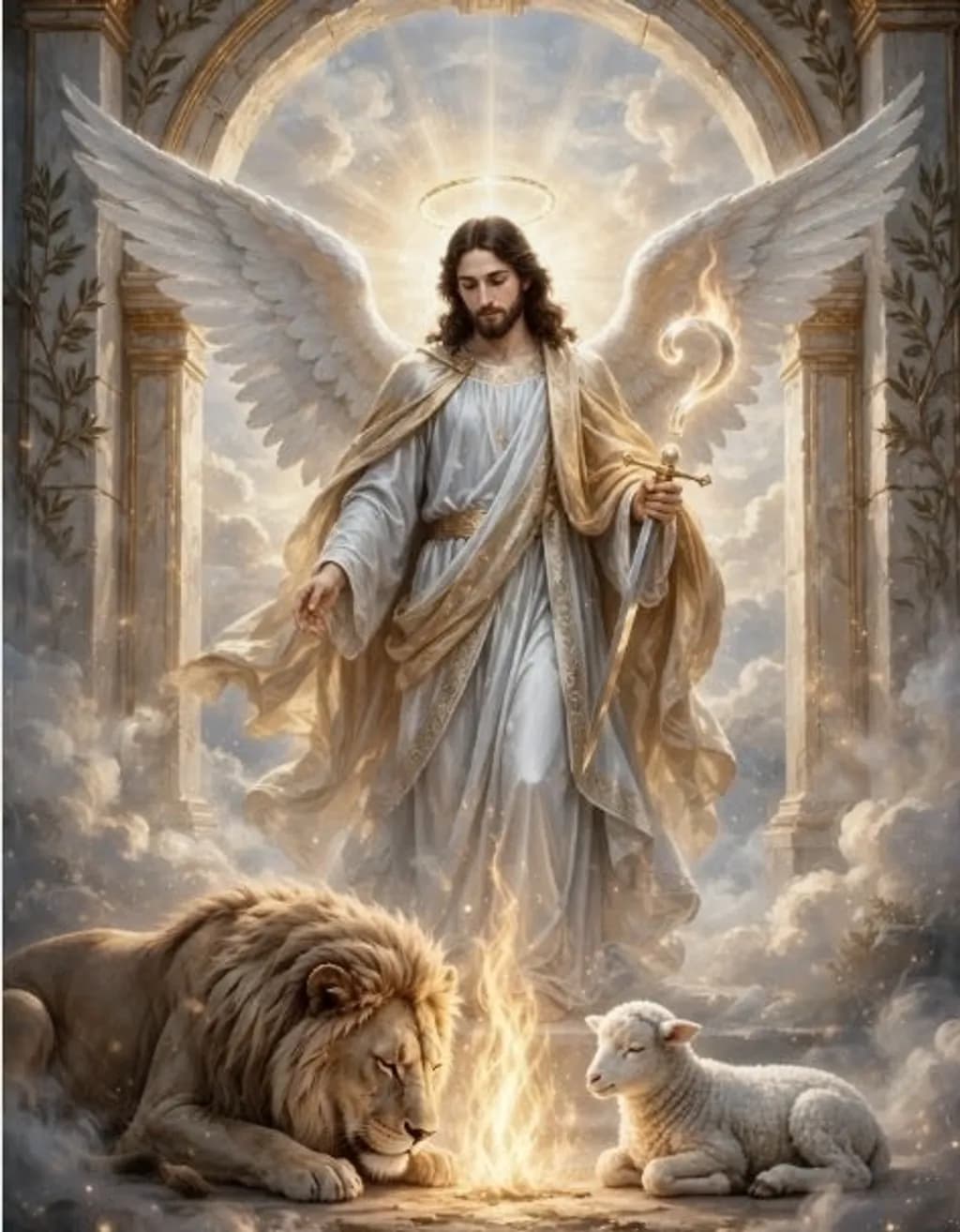 Lion and Lamb with Angel
