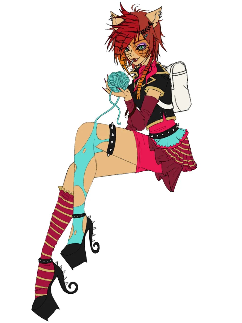 Cat Girl with Yarn