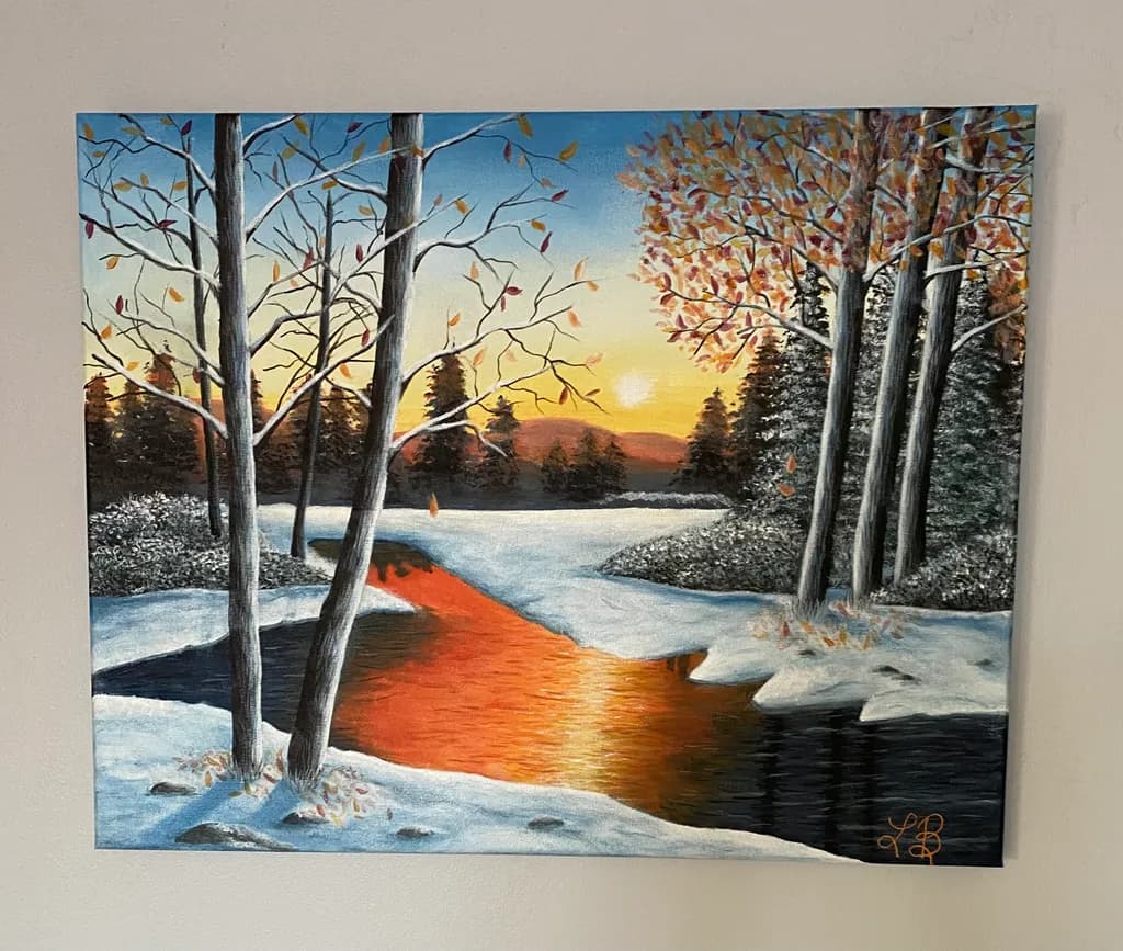 Winter River Sunset