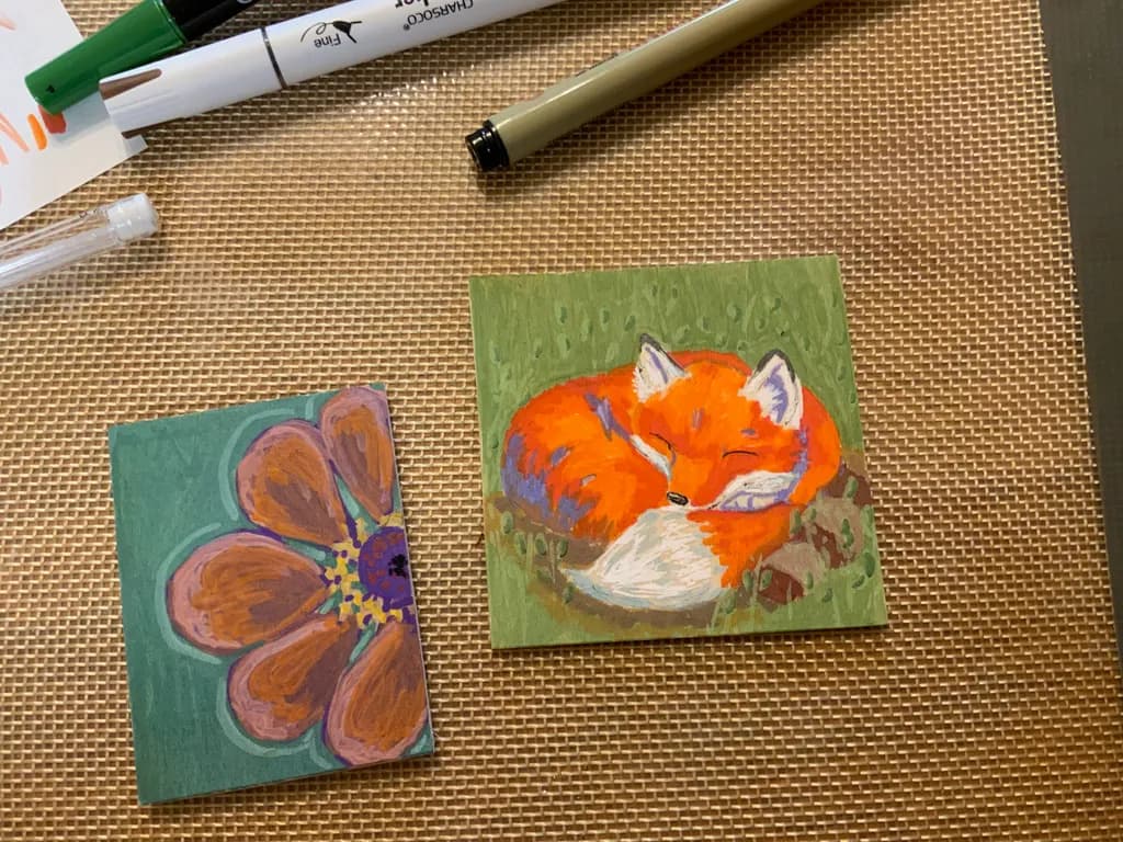 Sleeping Fox and Flower