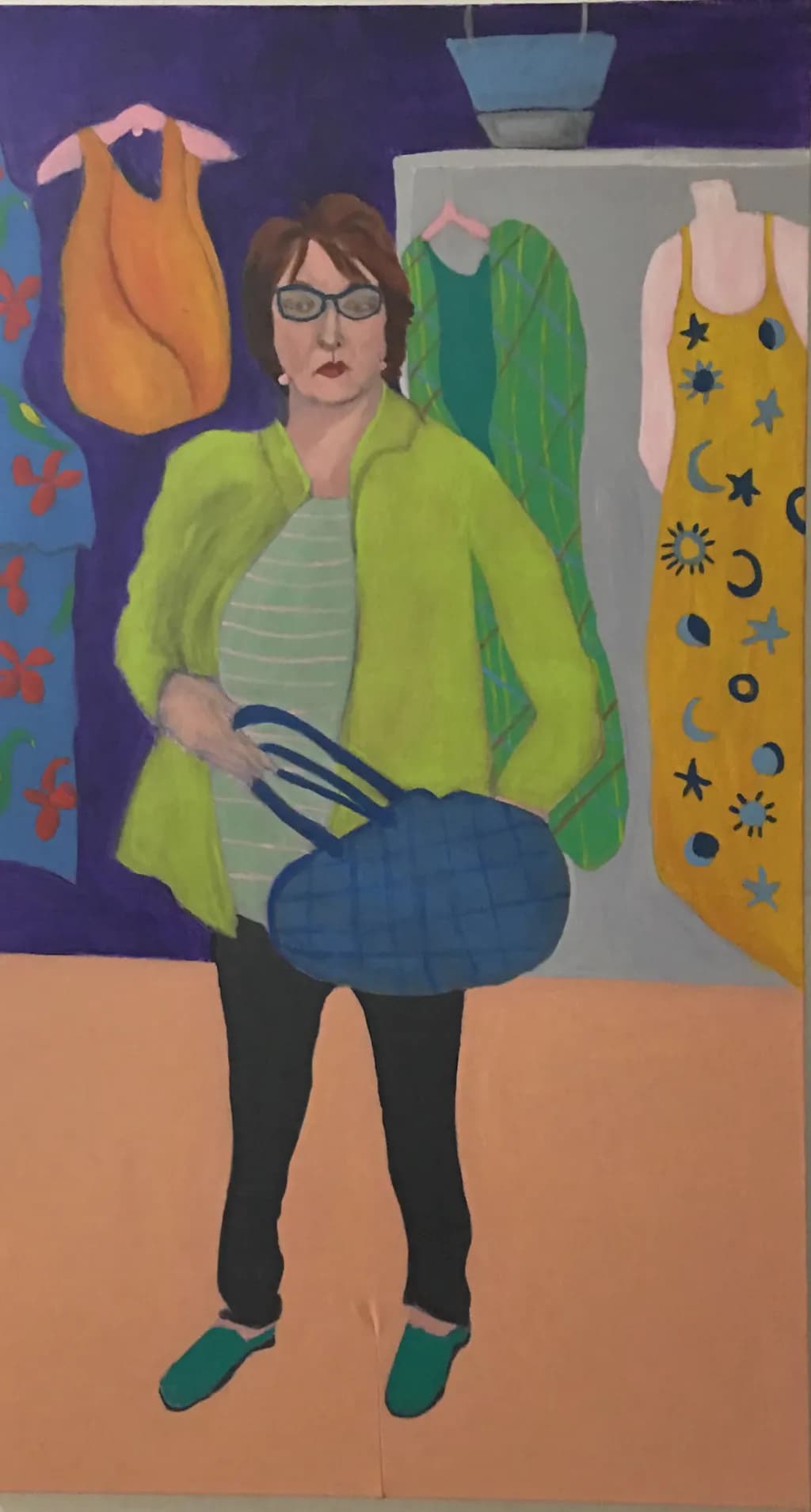 Woman with Dresses and Bag