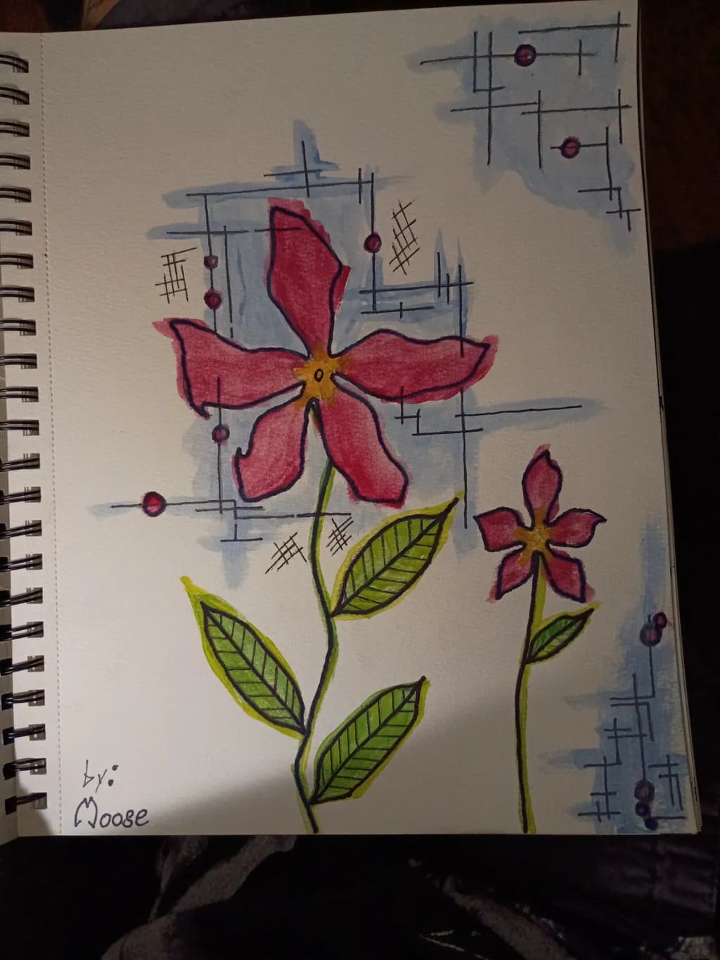 Abstract Flowers with Leaves