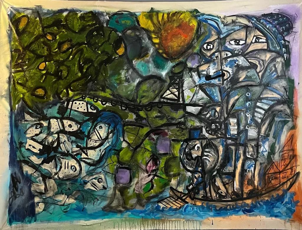 Abstract Fish and Water Scene