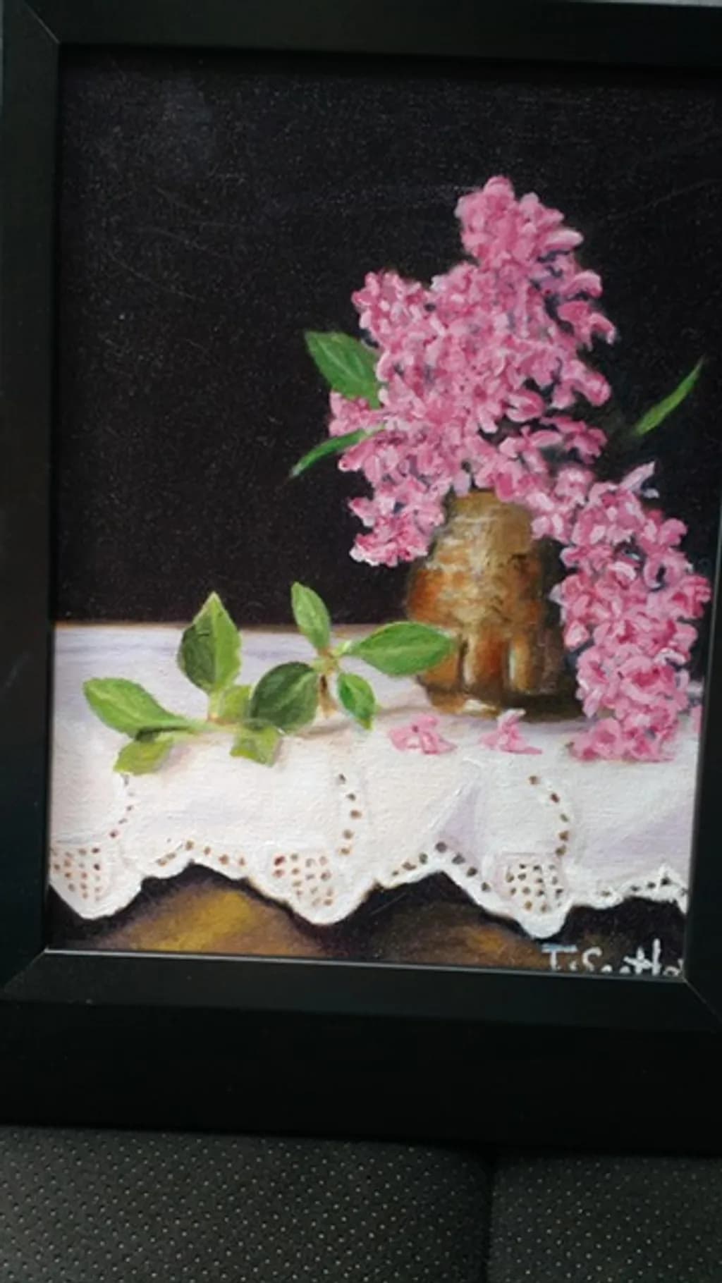 Pink Blossoms and Cat figure