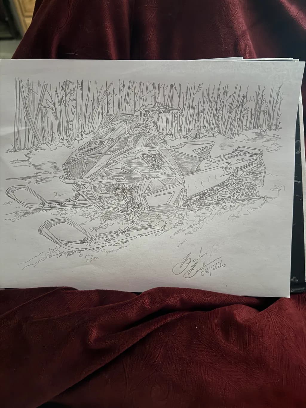 Snowmobile in Forest