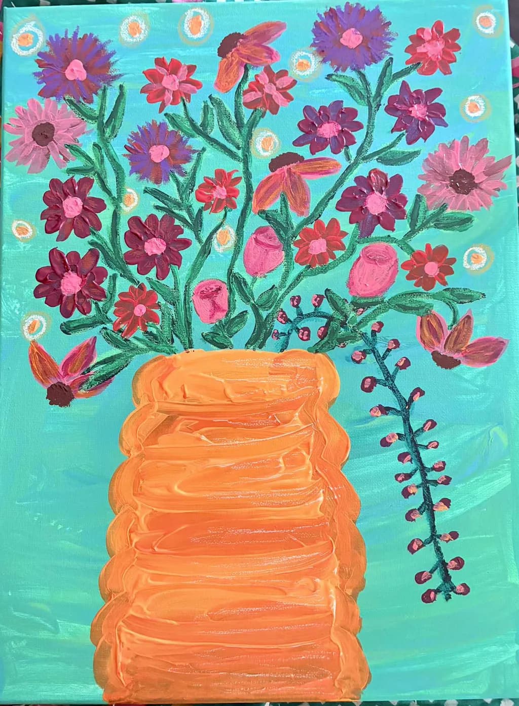 Orange Vase of Flowers