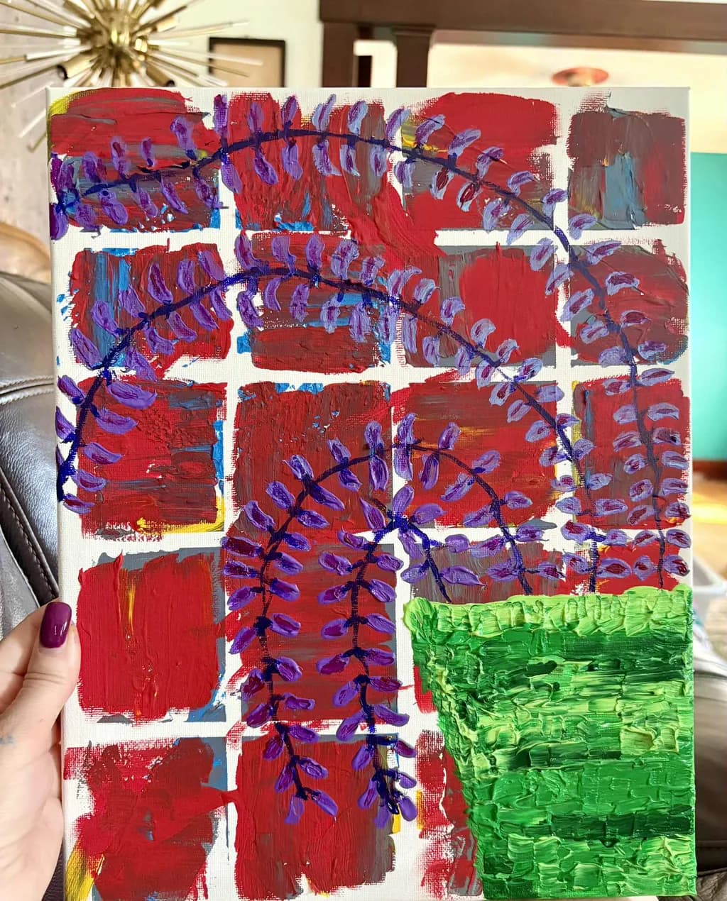Abstract Red Squares and Green Patch