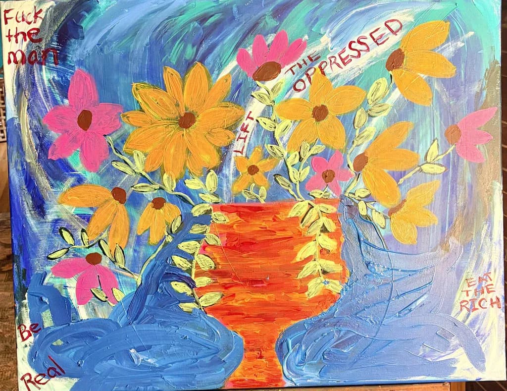 Flowers in Blue Boots