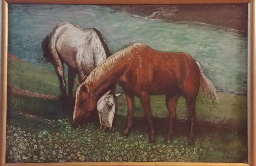 Grazing Horses by the River