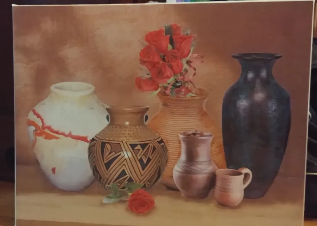 Pottery and Roses Arrangement