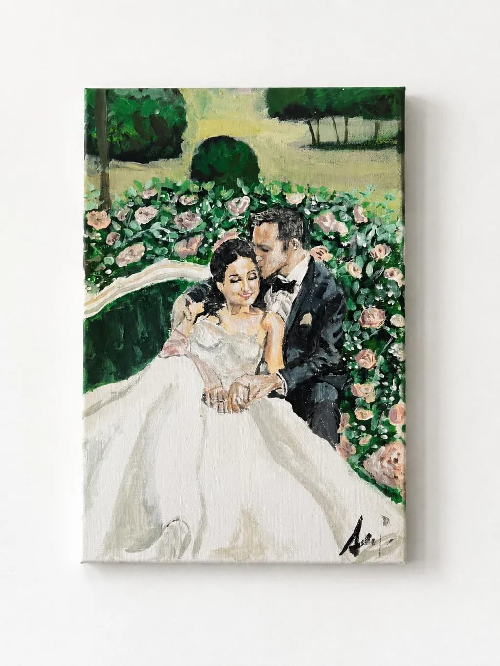 Bride and Groom in Garden