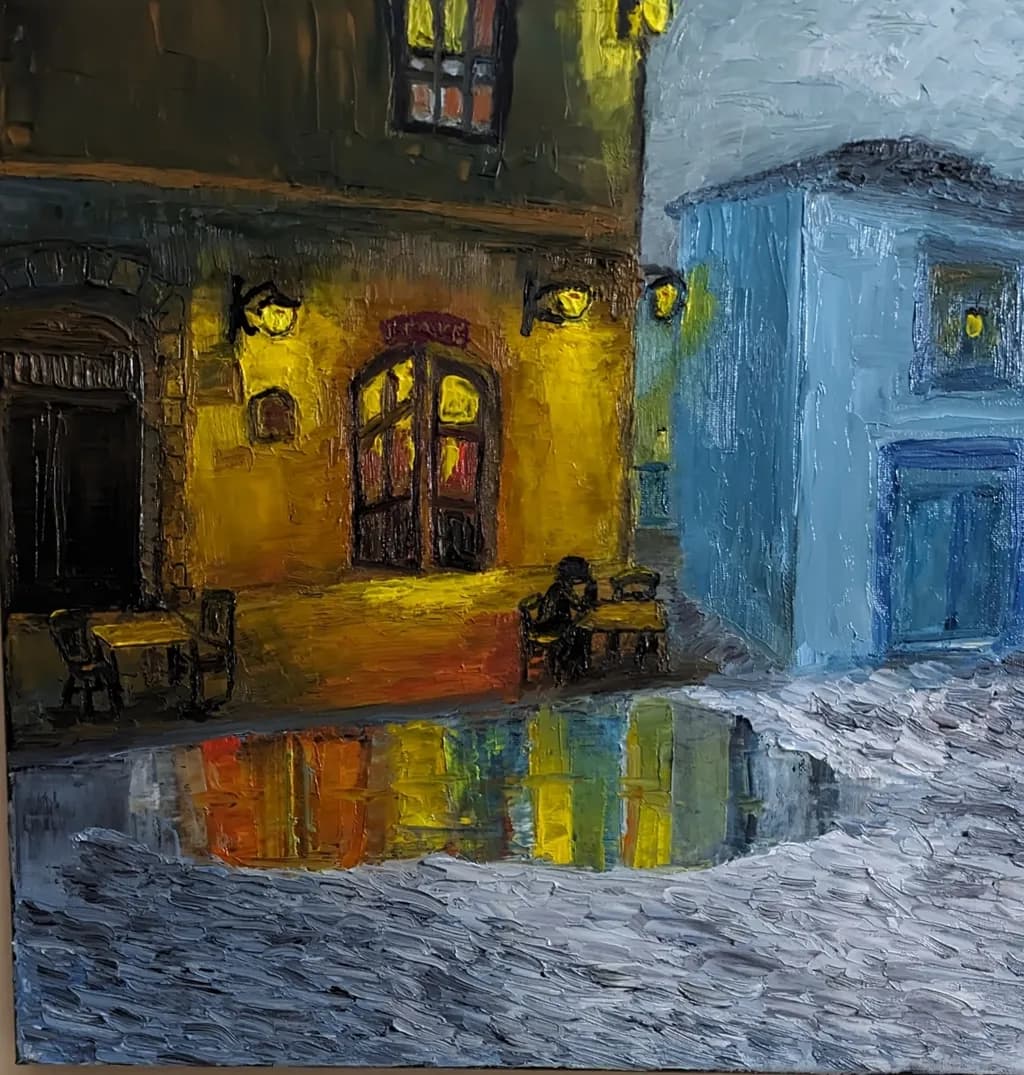 No subject nouns available in filename to reference; title: Evening Street Reflection