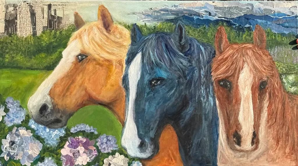 Three Horses in Field