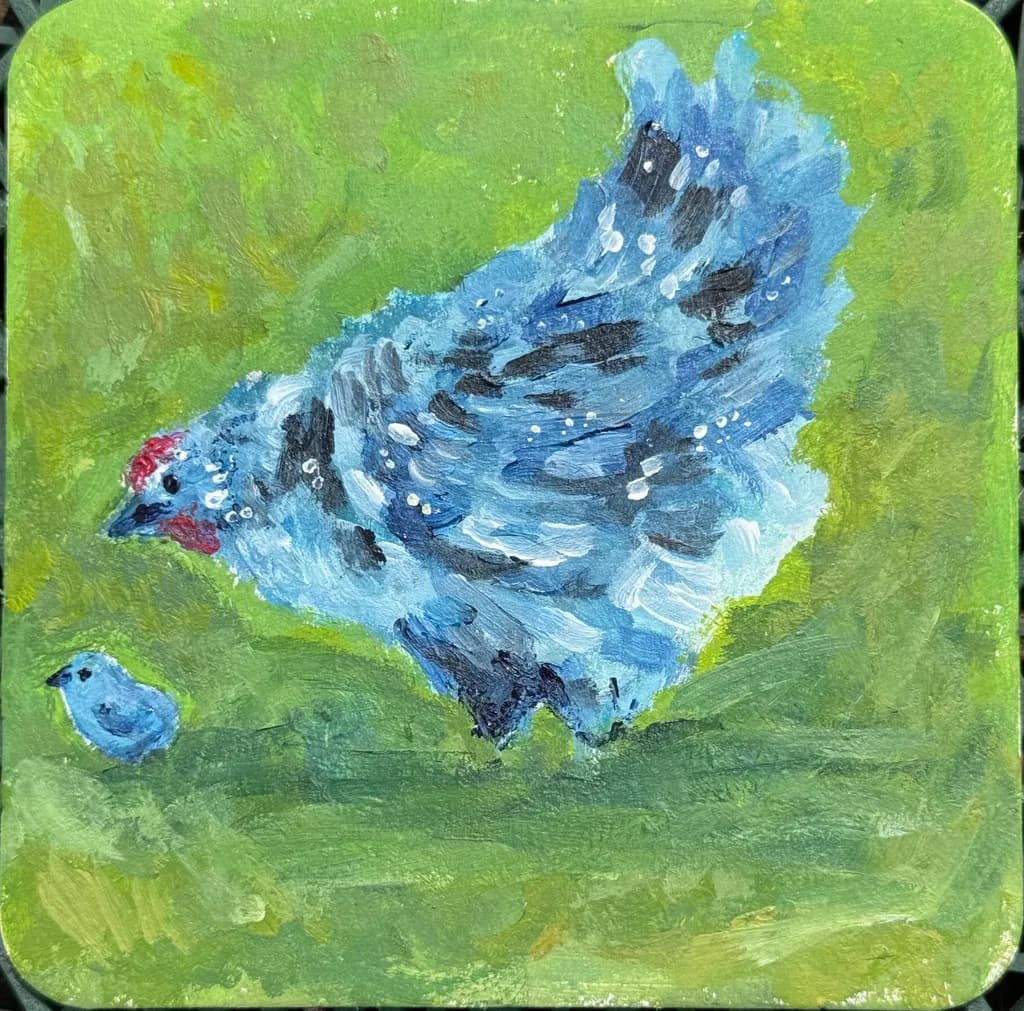 Blue Hen and Chick