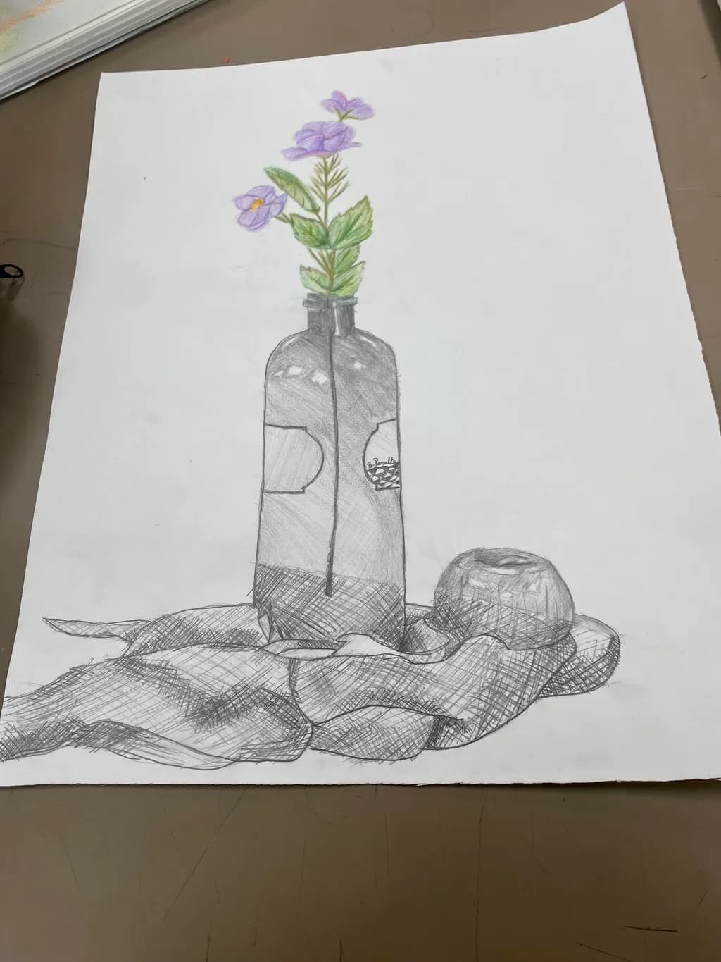 Flower in Bottle with Apple