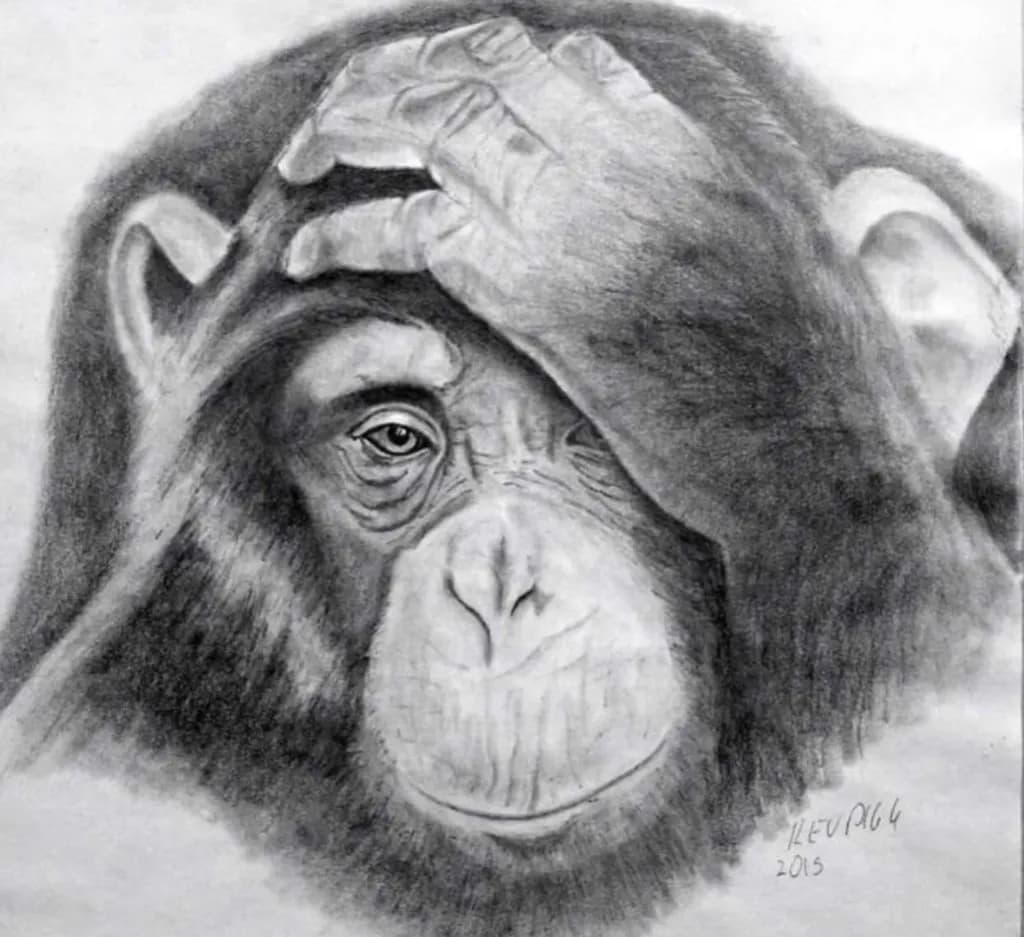 Thoughtful Chimpanzee Portrait