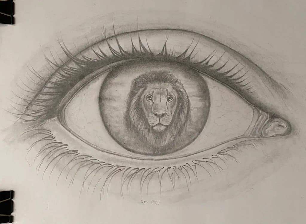 Lion Eye Reflection