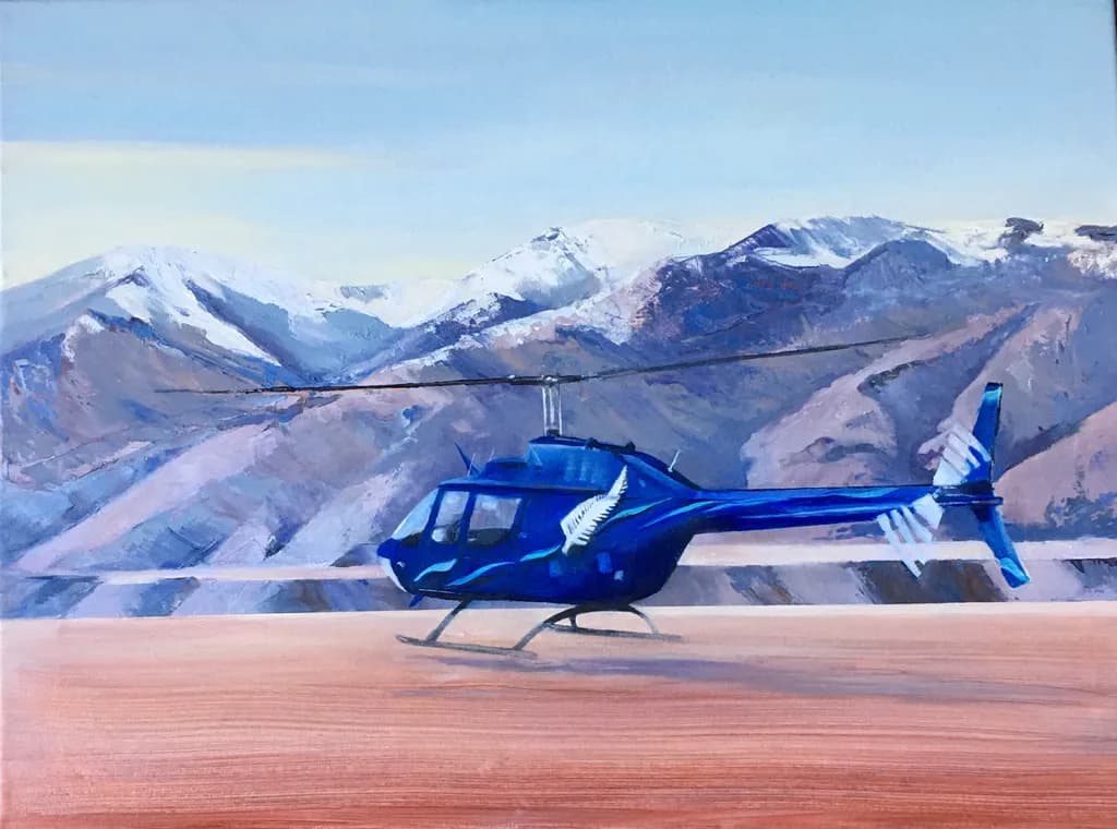 Helicopter by Mountain Range