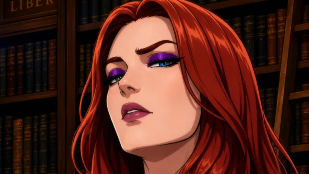 Redhead in Library