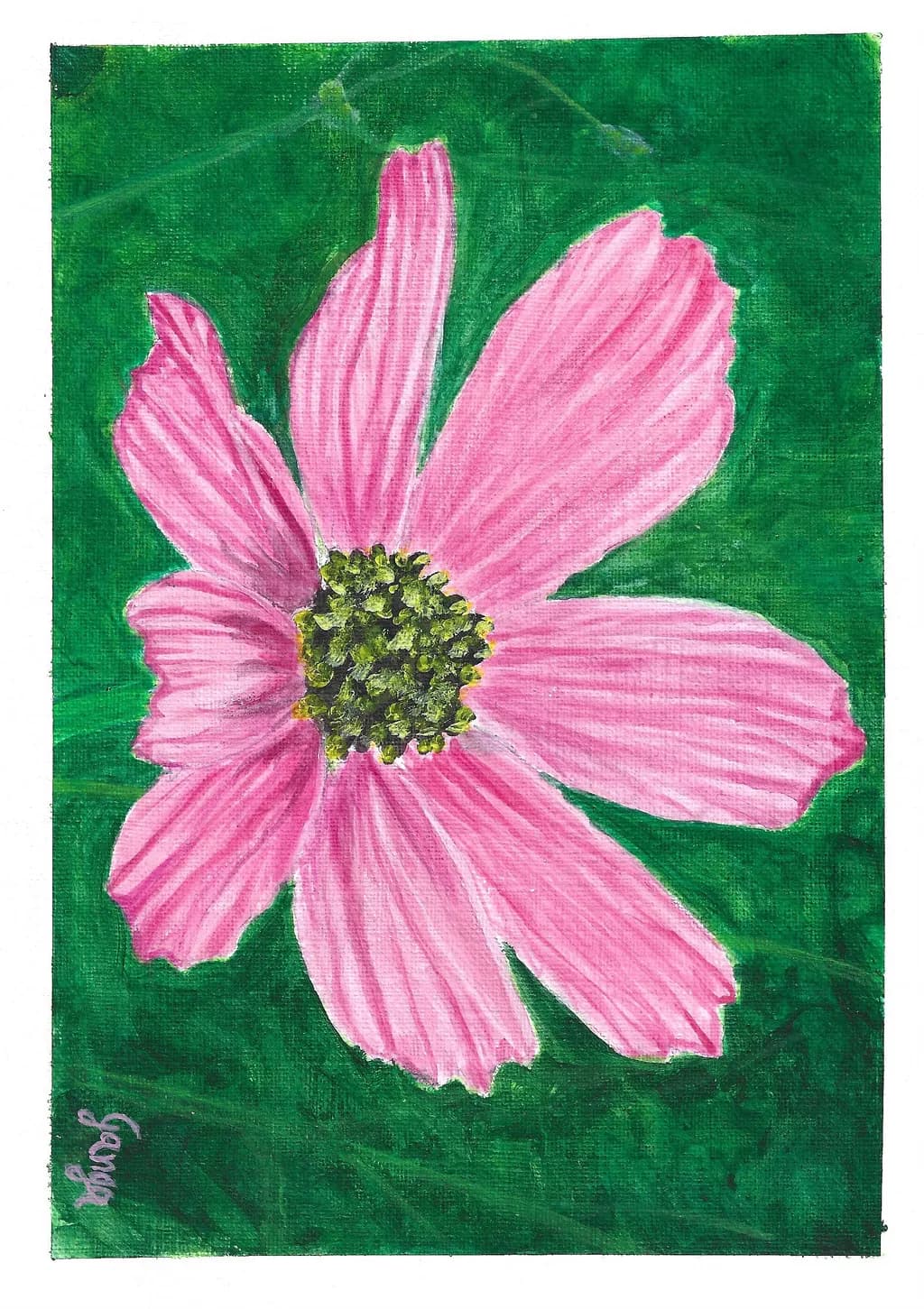 Pink Flower Acrylic Painting