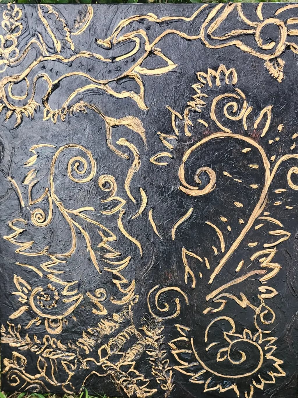 Golden Vines on Black Canvas